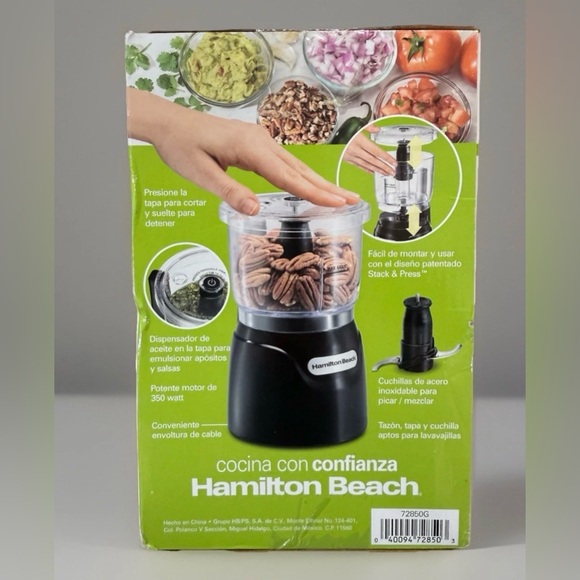 New Hamilton Beach Stack & Press 3 Cup Chopper Mini Food Processor 72850 Sealed - Picture 2 of 5